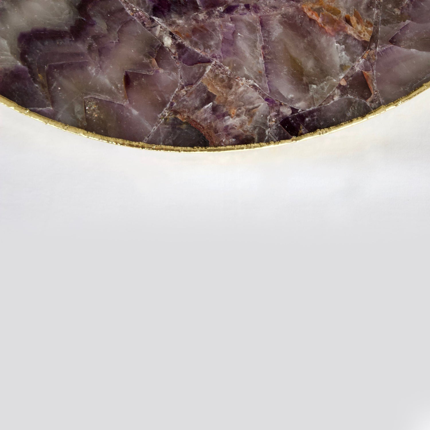 Amethyst Agate Serving Tray With Brass Handles | Circular